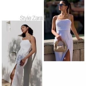 Zara NWT linen blend midi dress white 3194/729
